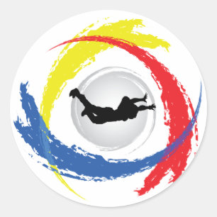 Sticker Rond Emblème Tricolor Skydiving