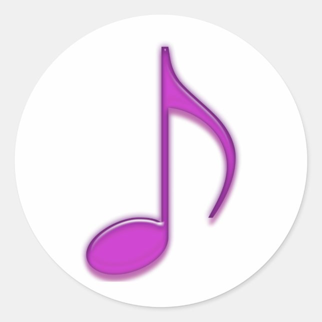 Sticker Rond Emboss de musique violet 8e note (Devant)