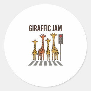 Sticker Rond Embouteillage giraffic Drôle de girafe traversant