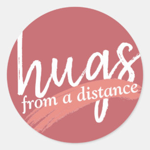 Sticker Rond embrassades à distance en maude rose