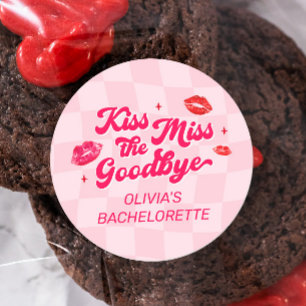 Sticker Rond Embrasse la Miss Goodbye Bachelorette Party Favori