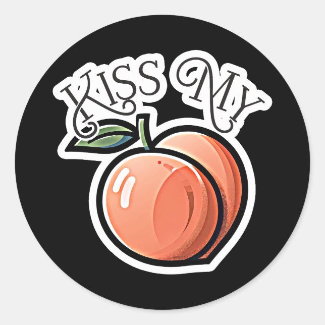Sticker Rond Embrasse mes pêches de pêche drôle de fruit (Devant)