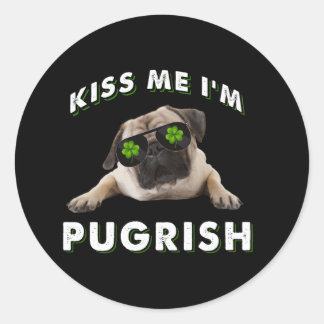 Sticker Rond Embrasse-moi, je suis Pugrish
