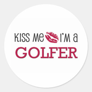 Sticker Rond Embrasse-moi Je suis un GOLFER