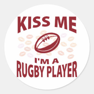 Sticker Rond Embrasse-moi Je suis un joueur de rugby
