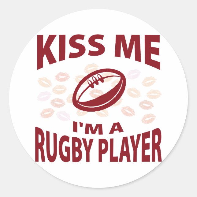 Sticker Rond Embrasse-moi Je suis un joueur de rugby (Devant)