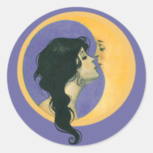 Sticker Rond Embrasser la lune