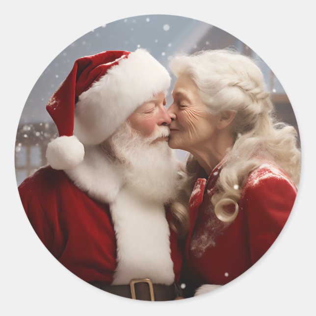 Sticker Rond Embrasser M. et Mme Père Noël (Devant)