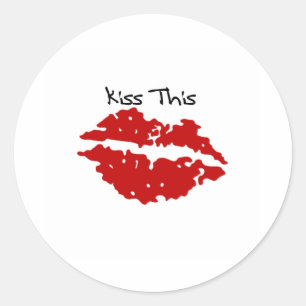 Sticker Rond Embrassez ce les lèvres rouges