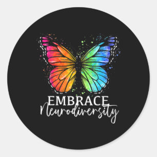 Sticker Rond Embrassez la neurodiversité Autisme arc-en-ciel pa