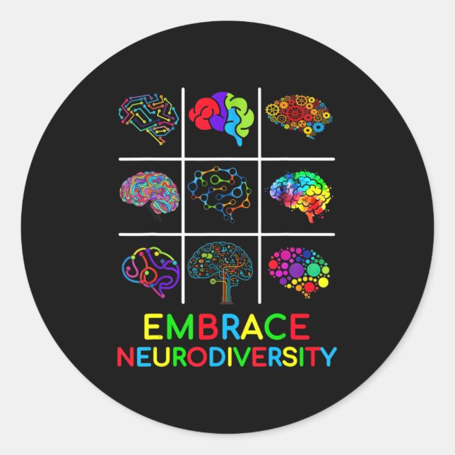 Sticker Rond Embrassez la Neurodiversity Video Game Sensibilisa (Devant)