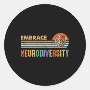 Sticker Rond Embrassez la Sensibilisation sur l'autisme Neurodi