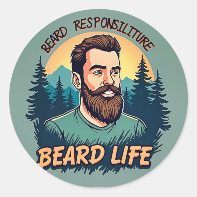 Sticker Rond Embrassez la vie de la barbe : une fête (Devant)