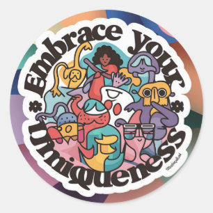 Sticker Rond Embrassez votre bâton rond Inspirationnel unique