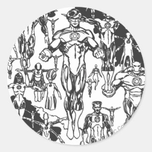 Sticker Rond Emerald Dawn, noir et blanc