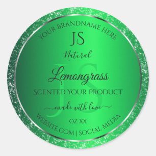 Sticker Rond Emerald Green avec initiales de Parties scintillan