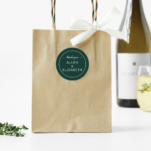 Sticker Rond Emerald Green Carte de remerciements moderne maria