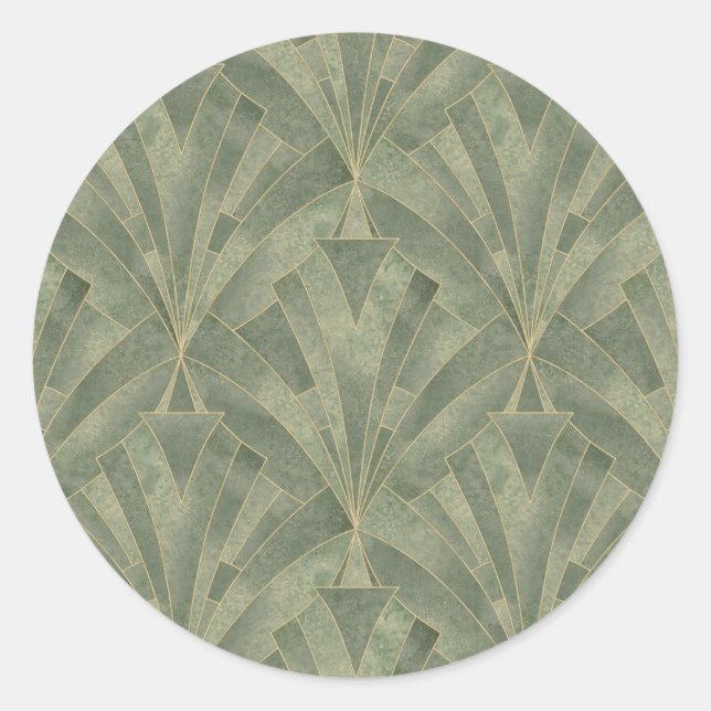 Sticker Rond Emerald Green et Gold Art déco Motif (Devant)