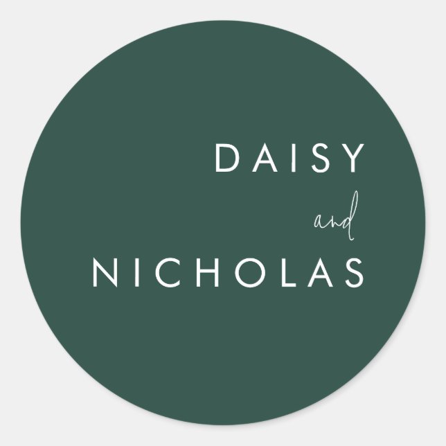 Sticker Rond Emerald Green Fiançailles Mariage moderne (Devant)