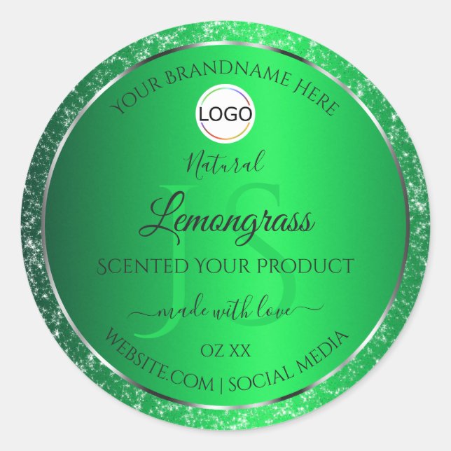 Sticker Rond Emerald Green Logo Initiales Parties scintillant É (Devant)