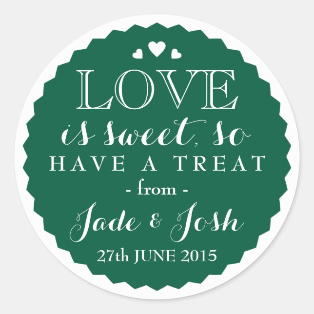 Sticker Rond Emerald Green Love is Sweet Bottle Style Casquette (Devant)