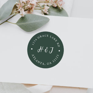 Sticker Rond Emerald Green Mariage Adresse de retour