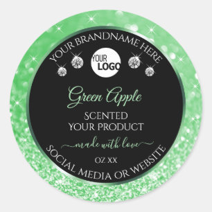 Sticker Rond Emerald Green Parties scintillant Black Product Ét