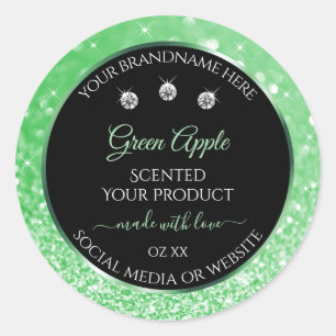 Sticker Rond Emerald Green Parties scintillant Black Produit Di