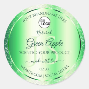 Sticker Rond Emerald Green Parties scintillant Produit Étiquett