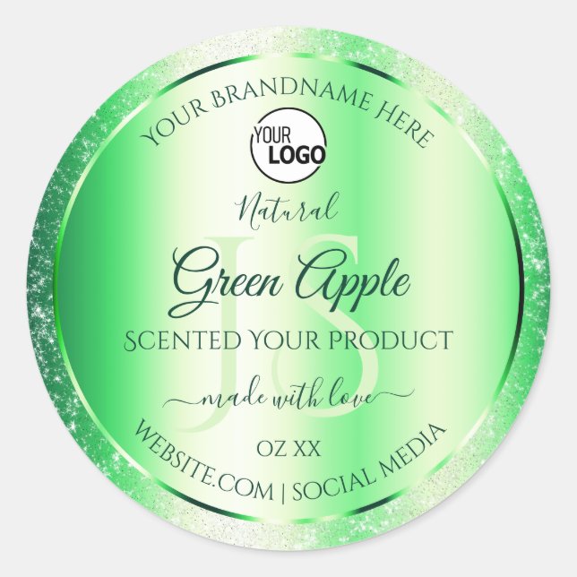 Sticker Rond Emerald Green Parties scintillant Produit Étiquett (Devant)