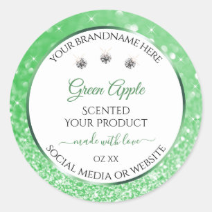 Sticker Rond Emerald Green Parties scintillant Produits blancs