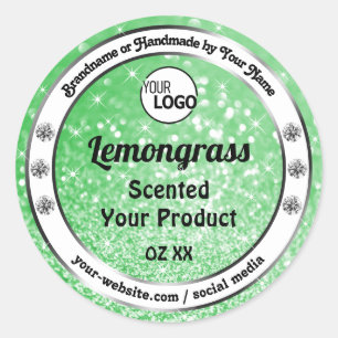 Sticker Rond Emerald Green Sparkle Parties scintillant Logo Éti