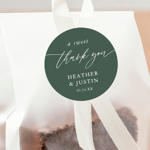 Sticker Rond Emerald Green Un Merci sucré Faveur de mariage