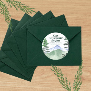 Sticker Rond Emerald Greenery Mountain Pine Rustic Mariage
