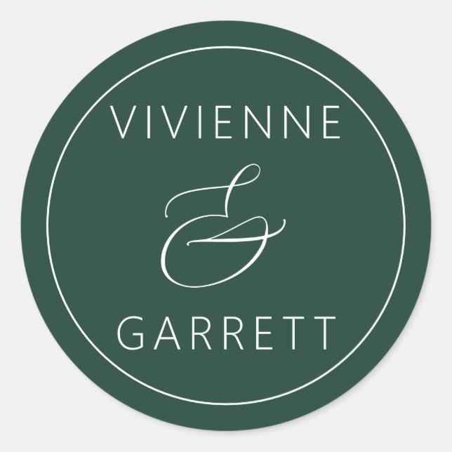 Sticker Rond Émeraude - Mariage vert et blanc (Devant)
