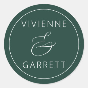 Sticker Rond Émeraude - Mariage vert et blanc