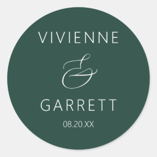 Sticker Rond Émeraude - Mariage vert et blanc