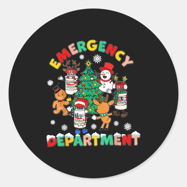 Sticker Rond Emergency Department Christmas Santa Er Crew Nurse (Devant)