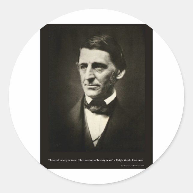 Sticker Rond Emerson Love Of Beauty Is Taste Love Citations Cad (Devant)