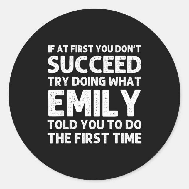 Sticker Rond Emily Name D Birthday Funny Christmas Joke  (Devant)