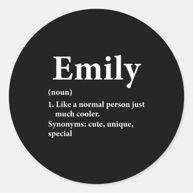 Sticker Rond Emily Name Definition Funny D  (Devant)