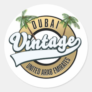 Sticker Rond Émirats arabes unis Vintages de Dubaï