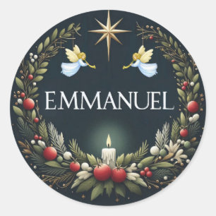 Sticker Rond Emmanuel Christmas angels