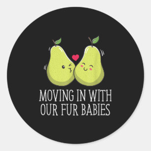 Sticker Rond Emménager avec nos bébés à fourrure Mariage Lune d