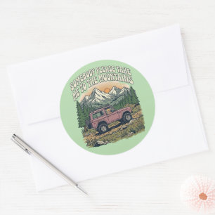 Sticker Rond Emmenez-moi dans l'aventure canine en montagne