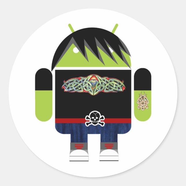Sticker Rond Emo Andy l'Android (Devant)