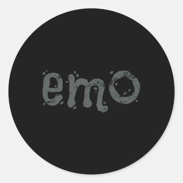 Sticker Rond EMO Et Goth Toujours - Emo Noir Distressed (Devant)