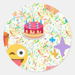 Sticker Rond emoji anniversaire heureux