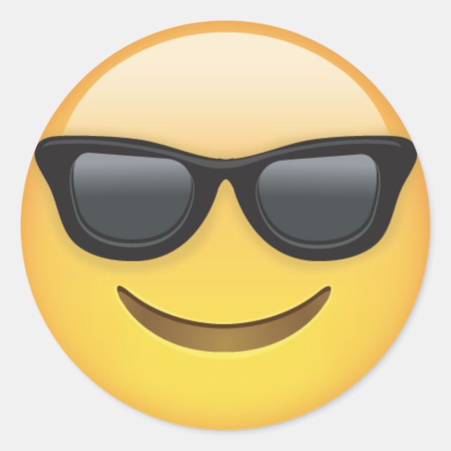 Sticker Rond Emoji Avec Lunettes De Soleil (Devant)