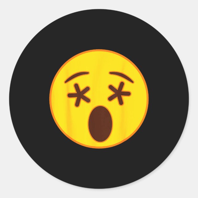 Sticker Rond Emoji Crossed Out Eyes Yellow Smile Face  (Devant)